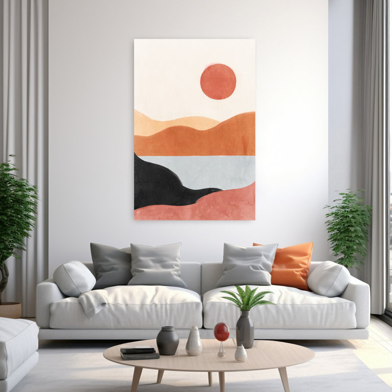 «Silent Moment», art géométrique abstrait paysage marin minimaliste, H 60 po x l 40 po
