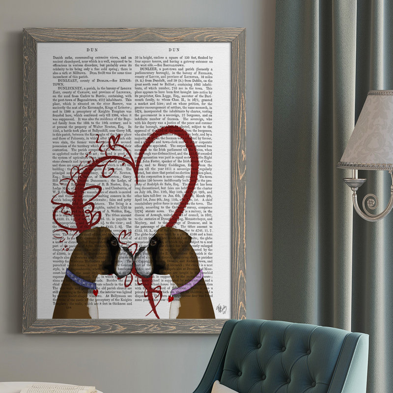 Fidler Boxer Love, H 37,5 po x l 27,5 po x P 1 po, Encadré gris