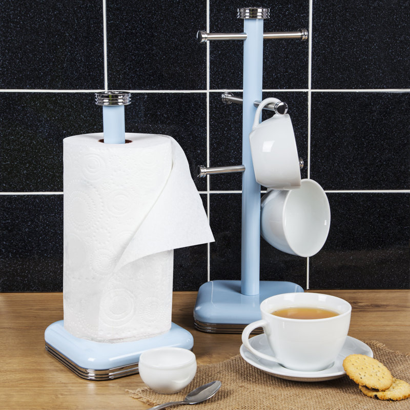 Swan Retro Kitchen Roll Holder with Steel Weighted Base, 33cm,, Blue