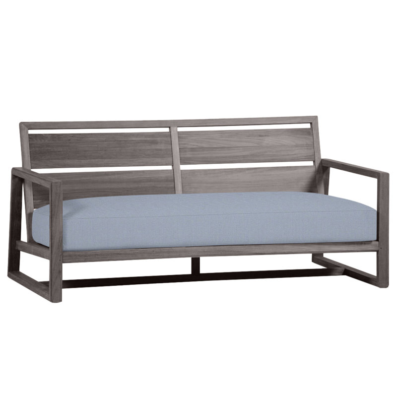Avondale Teak Loveseat - Oyster, Oyster Teak, No Welt, Arbor Chambray