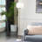 Metal White Floor Lamp with Round Ribbed Shade