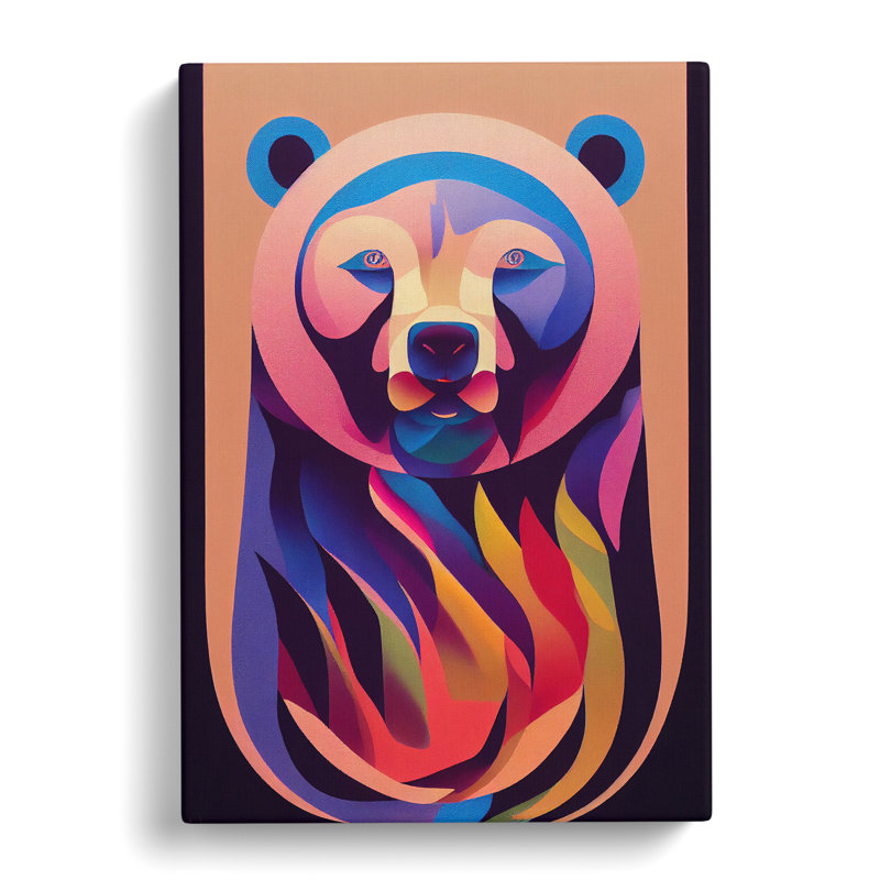 Flaming Bear Abstract - Wrapped Canvas Print, 60cm H x 40cm W x 3cm D