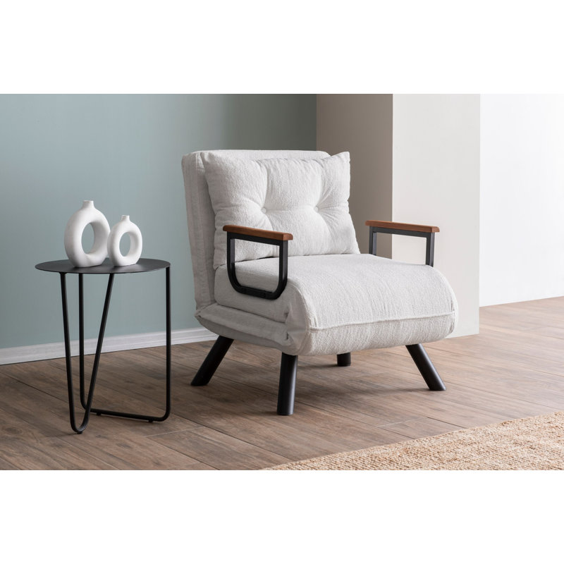 Canapé-lit polyvalent à 1 place, tissu Teddy blanc, 27,6 po x 26,4 po x 16,1 po | Structure 100% métal, dossier réglable à 14 niveaux, se transforme facilement en lit, capacité de poids maximale: 220 lb | Idéal pour les petits espaces et les chambres d'amis