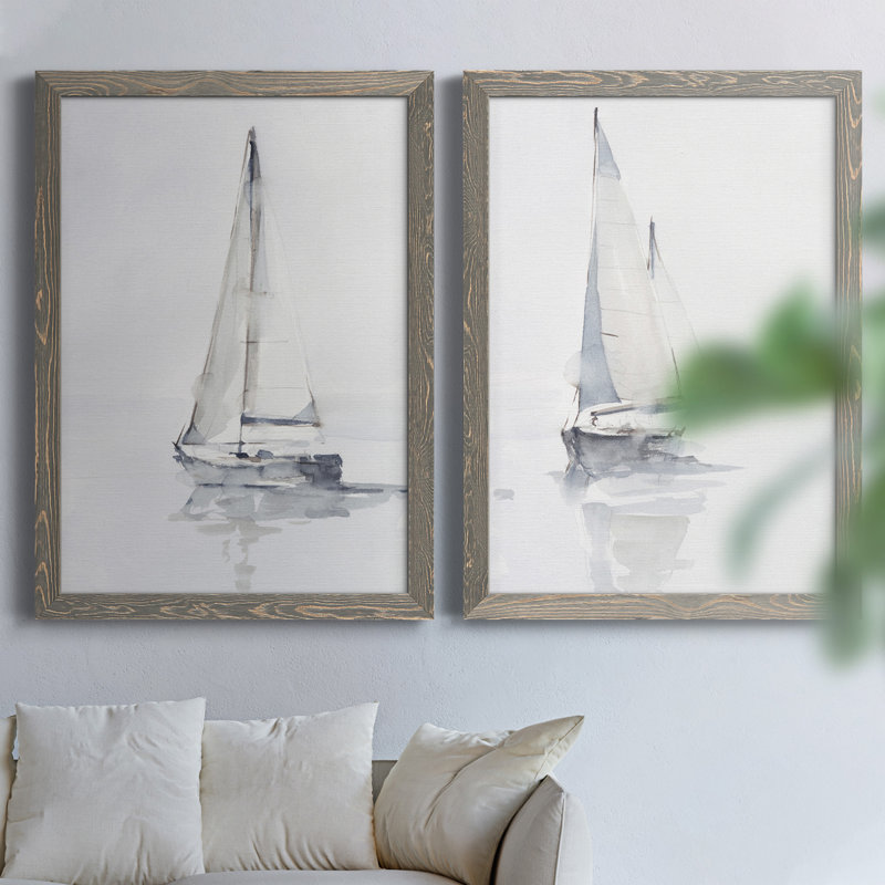 Alfhild Misty Harbor I, toile encadrée de qualité supérieure - prête à être accrochée, H 24 po x l 36 po, Toile encadrée