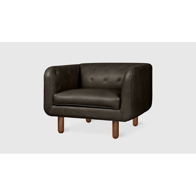 Fauteuil Beaconsfield en cuir noyer whisky, Cuir à équipement véritable noir