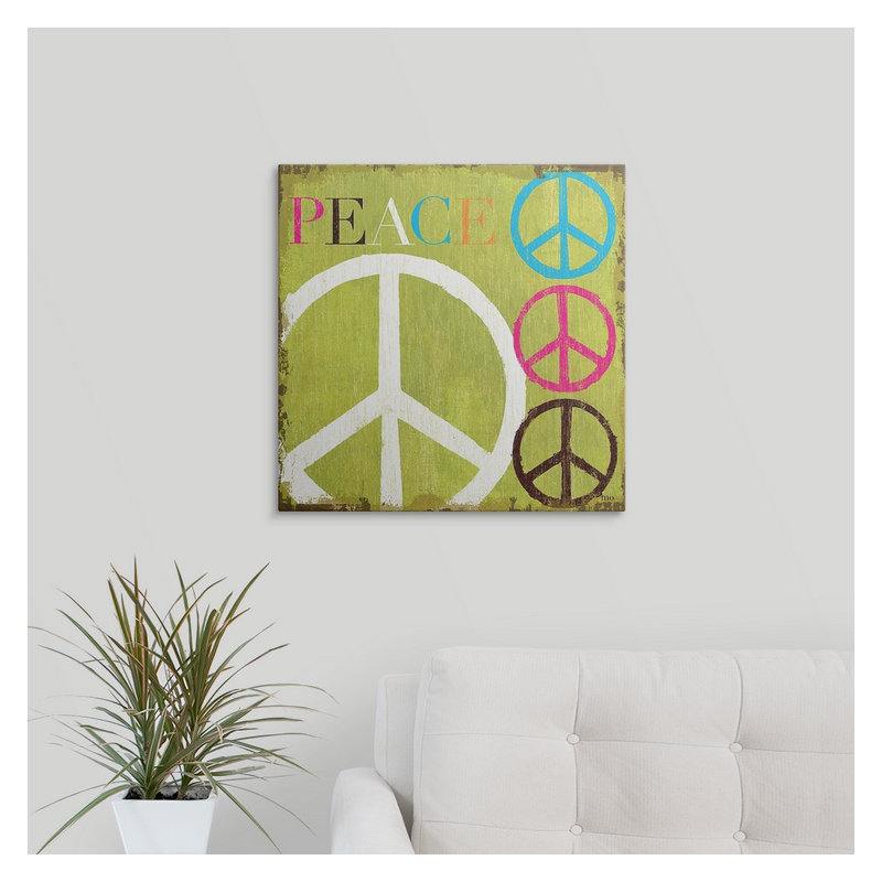 «Peace» par William, art textuel, H 35 po x l 35 po x P 1,5 po, Toile