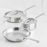 "V1: Probond® Luxe 5-Piece Professional Clad Stainless Steel Skillet Set 5-Piece Set  (8.5”Skillet, 3Qt Saucepans, And 3.5Qt Sauté)"