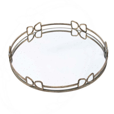 D18x2" Valentina Silver Round Mirror Tray