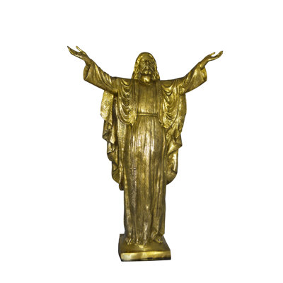 Statue en bronze Dunlap Jesus Ouvre ses mains - Taille: L 10 po x l 21 po x H 32 po. 