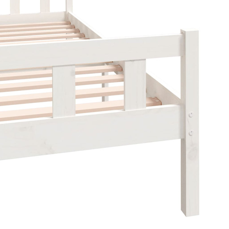 Bed Frame Solid Wood, White, Kingsize (5')