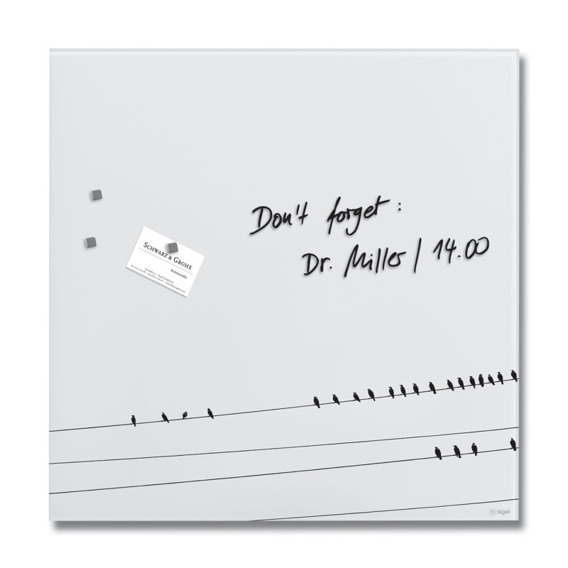 Artverum Wall Mounted Magnetic Glass Board, 48cm H x 48cm W x 48cm L