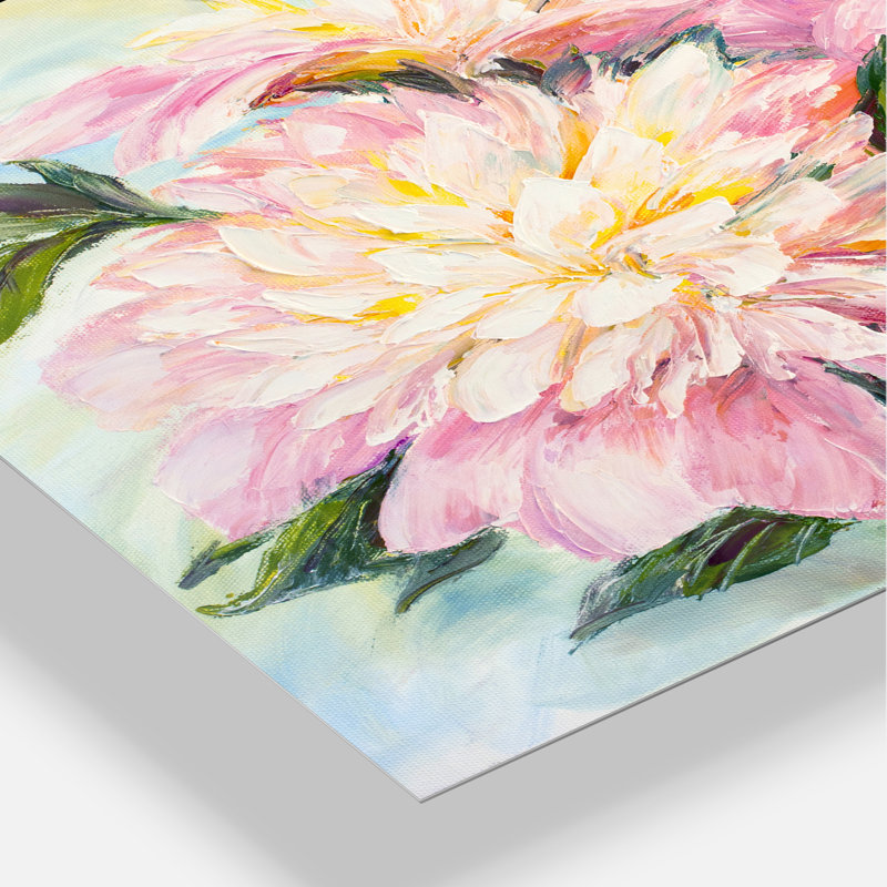 Pivoines rose floral, reproduction d’art sur toile tendue, H 20 po x l 20 po x P 1 po, Toile tendue