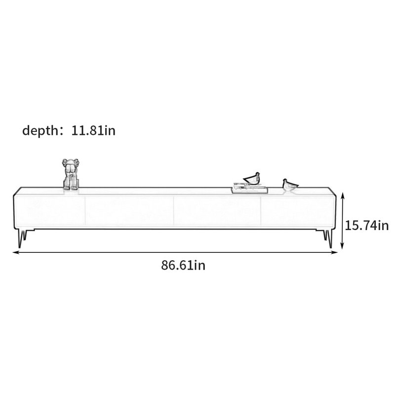 Meuble télé simple et moderne, 15.74"H x 86.61"L x 11.81"W