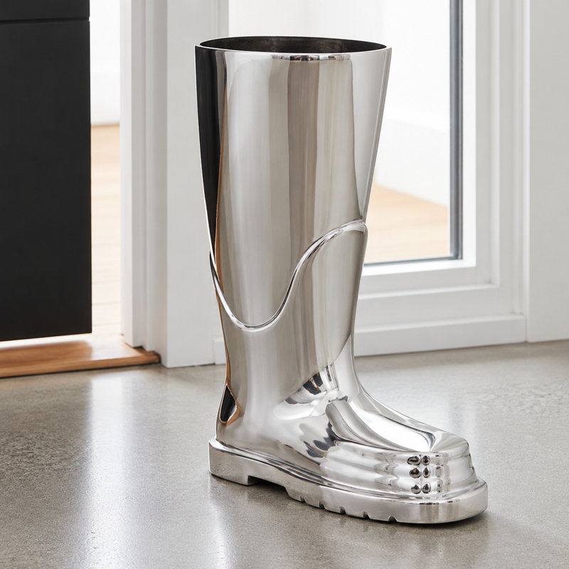 3525 Silver Boot Umbrella Stand