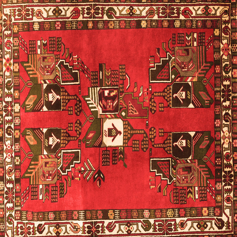 Tapis carré rouge / brun en laine / polyester tissé à la machine Floride 8 pi x 8 pi Floride Oriental