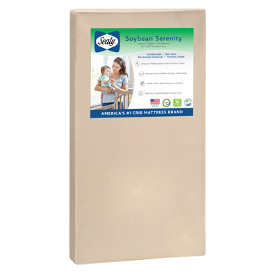 Sealy Soybean Serenity Premium Foam 2 Stage Breathable Baby Crib Mattress & Toddler Mattress, GREENGUARD GOLD Certified, Non Toxic, Made in USA, 52" x 28"