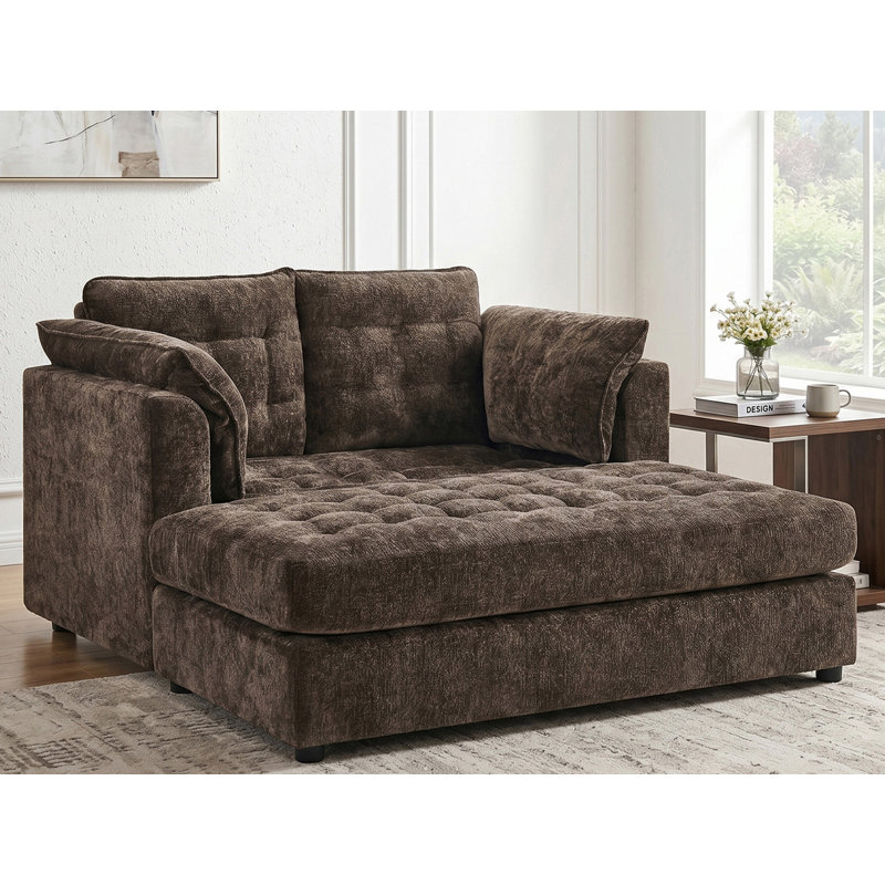 Chaise longue d'intérieur 67 po en chenille, Brun