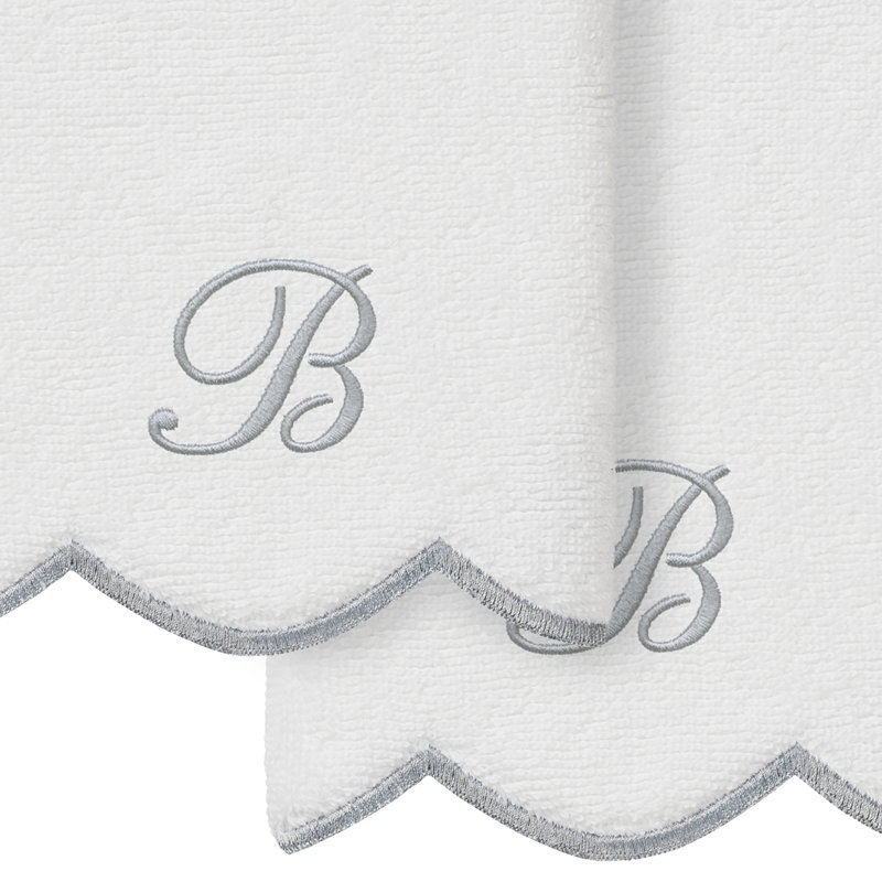 Ensemble de serviettes Linum Home Textiles 100% coton turc ADORNIA, B, Blanc / Gris, Ensemble de 2 serviettes à doigts