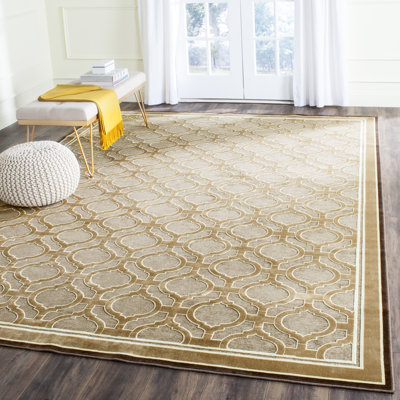 Martha Geometric Stewart Handmade Tufted Tan/Brown Area Rug
