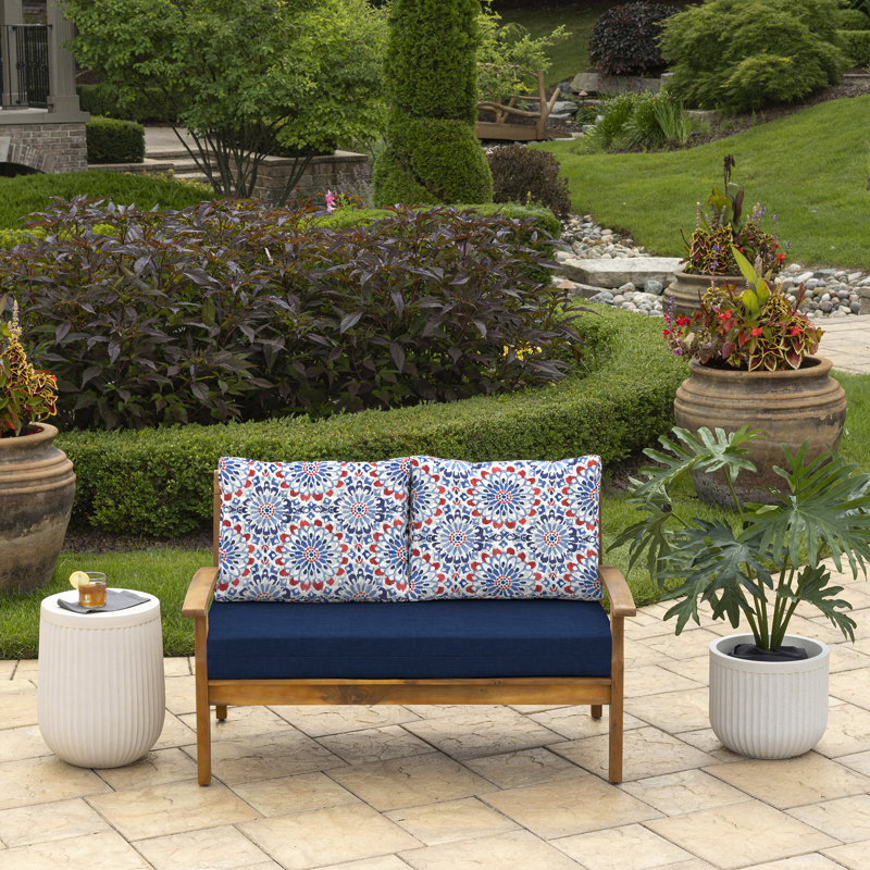 Coussin de siège / dossier d'extérieur 3 pièces ARDEN, Bleu / rouge / blanc