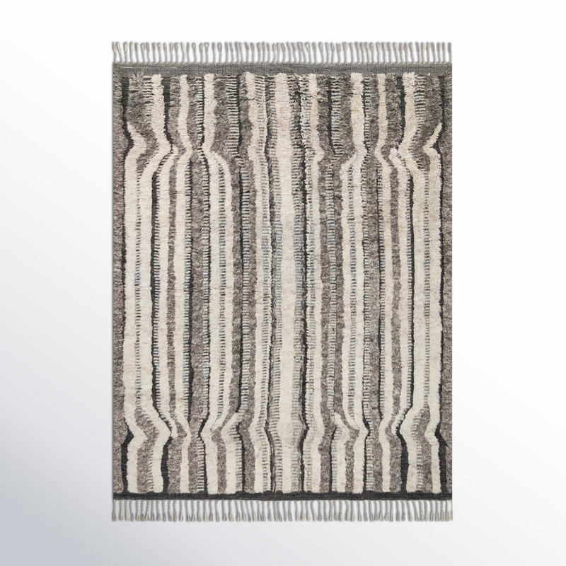 Benjamin Hand Knotted Stone/Charcoal Rug, Rectangle 5'6" x 8'6"
