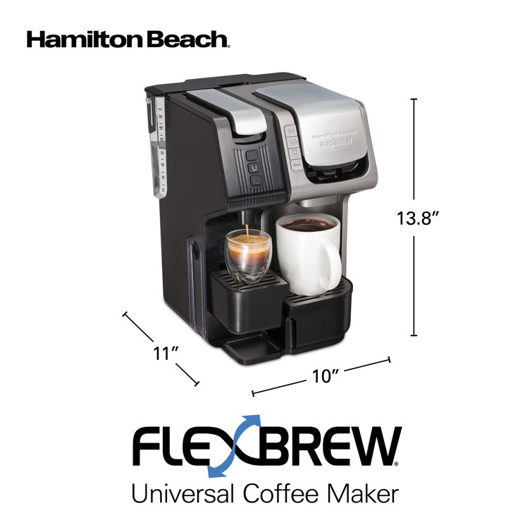 Hamilton Beach The Scoop Single Serve Coffee Maker & Fast Grounds Brewer  for 8-14oz. Cups, Brews in Minutes, 40oz. Removable Reservoir, Stainless