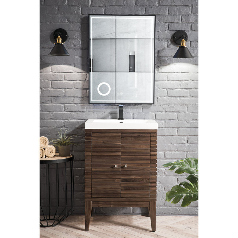 Linden 24'' W Single Bathroom Vanity Base, Mid-Century Walnut
