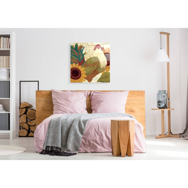 «Spice Roosters I» par Véronique Charron, H 36 po x l 36 po