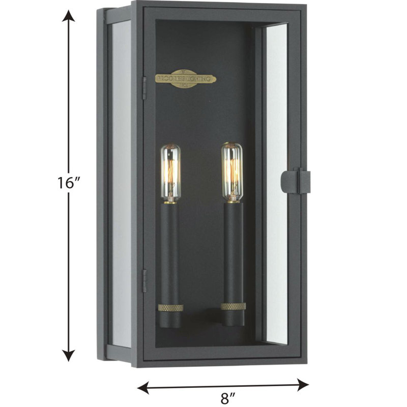 Stature Integrated LED Outdoor Wall Lantern, Textured Black, 16" H x 8" W x 5.87" D, 2 Lights