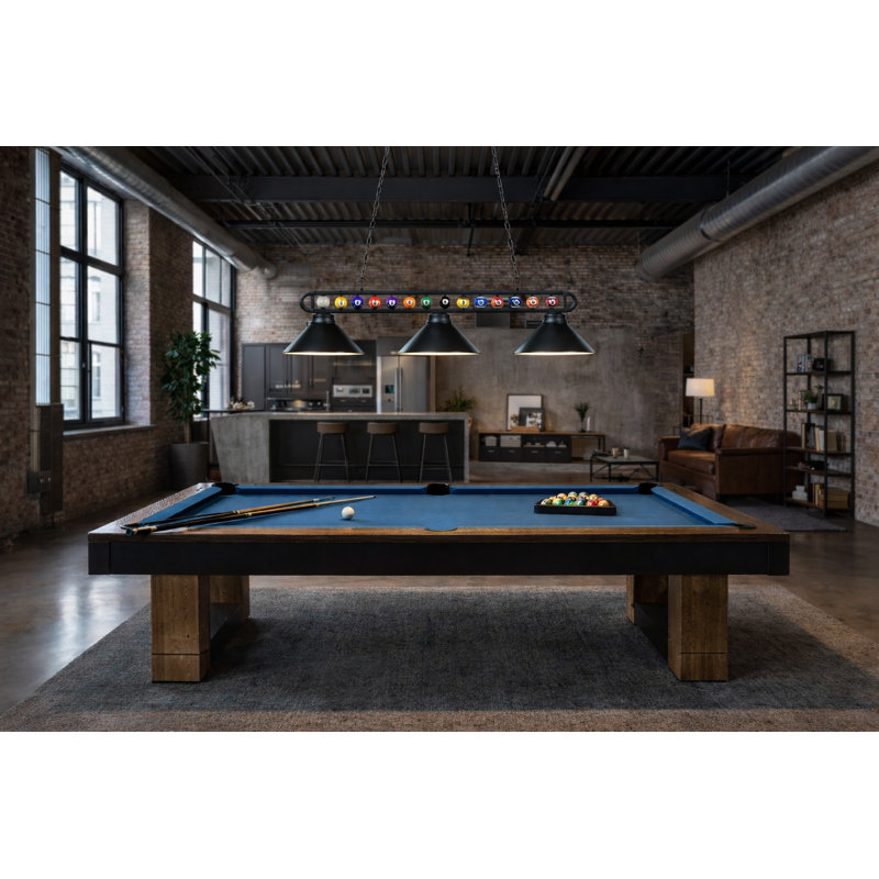 Luminaire suspendu pour table de billard Brough 3, Noir mat/noir mat