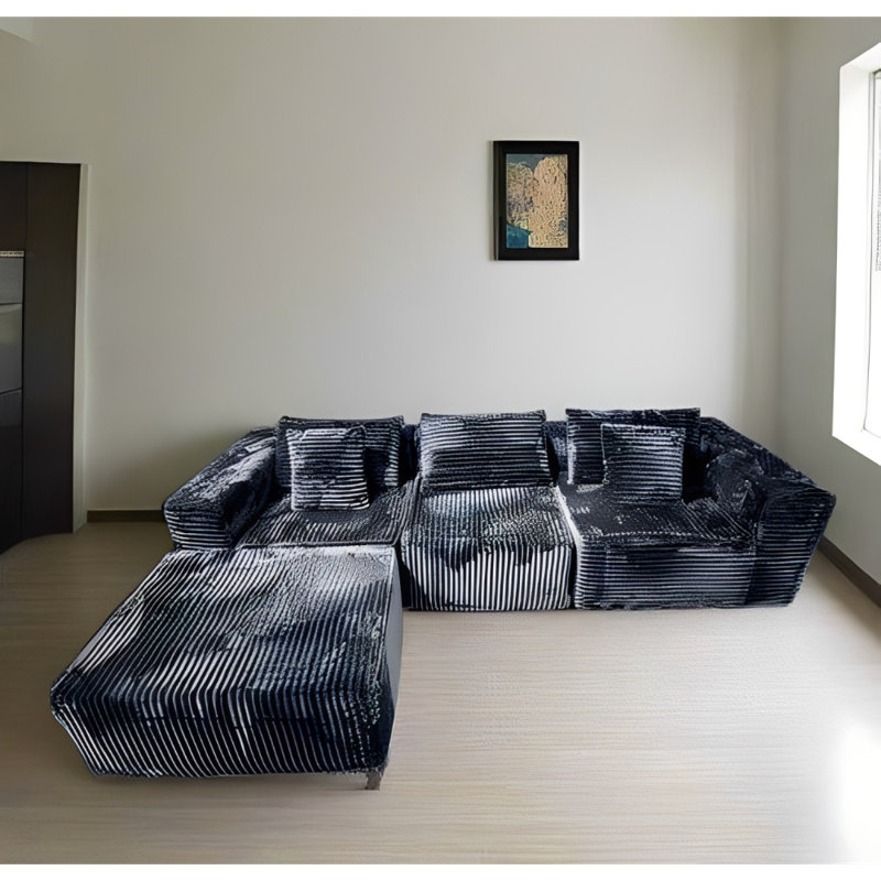 Canapé contemporain 3 places avec métrage, Noir