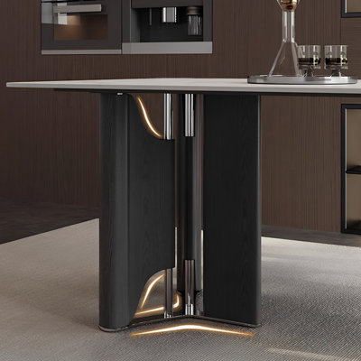 Light luxury rectangular rock plate dining table