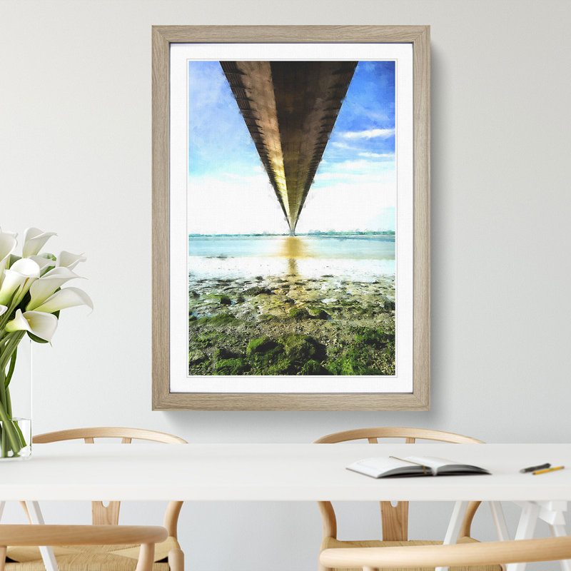 Humber Bridge - Picture Frame Graphic Art, 48cm H x 36cm W x 2cm D, Oak Framed