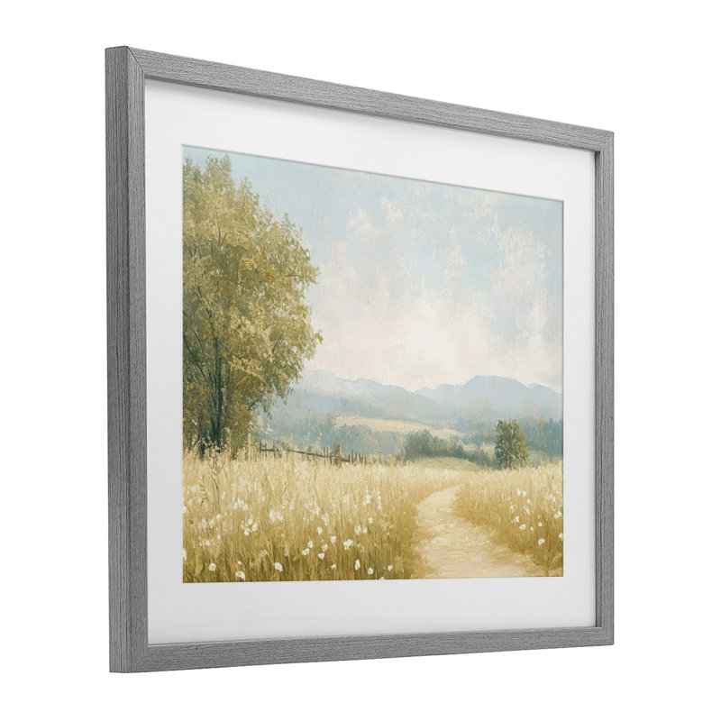 «Pastoral Wandering Path», reproduction encadrée sous verre, conception de LSR Creative Studio, Cadre de ferme gris
