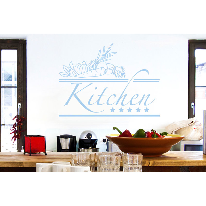 Food & Beverage Non-Wall Damaging Wall Decal, Large, Light Blue