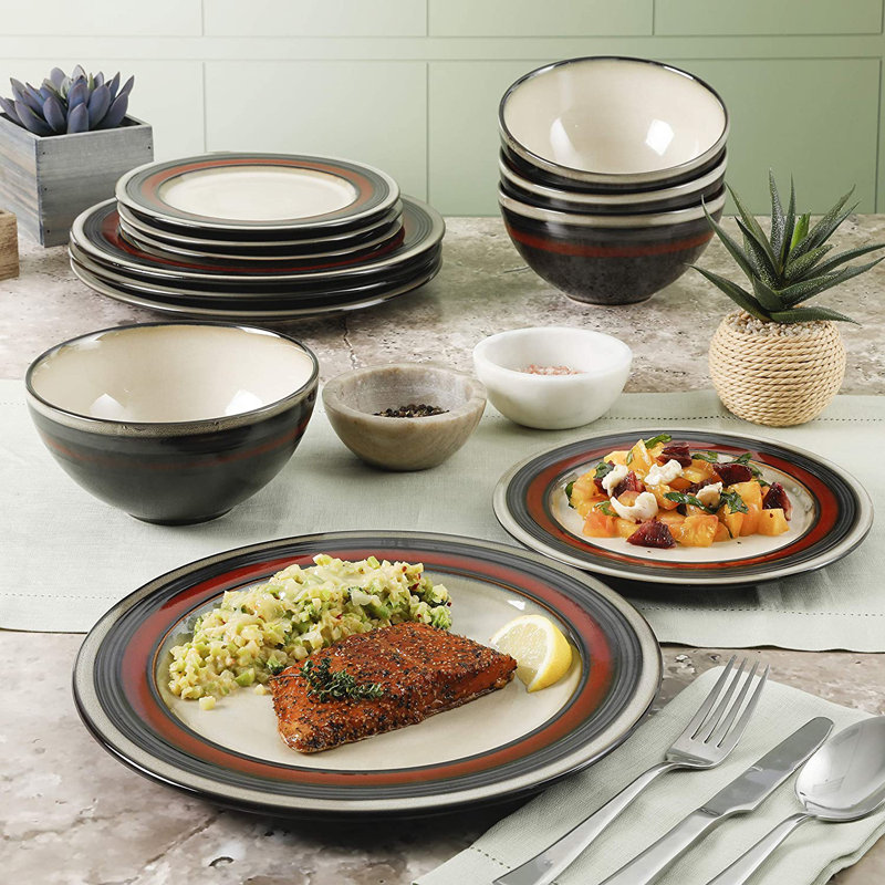 Everston 12 Piece Dinnerware Set, Service for 4, Red