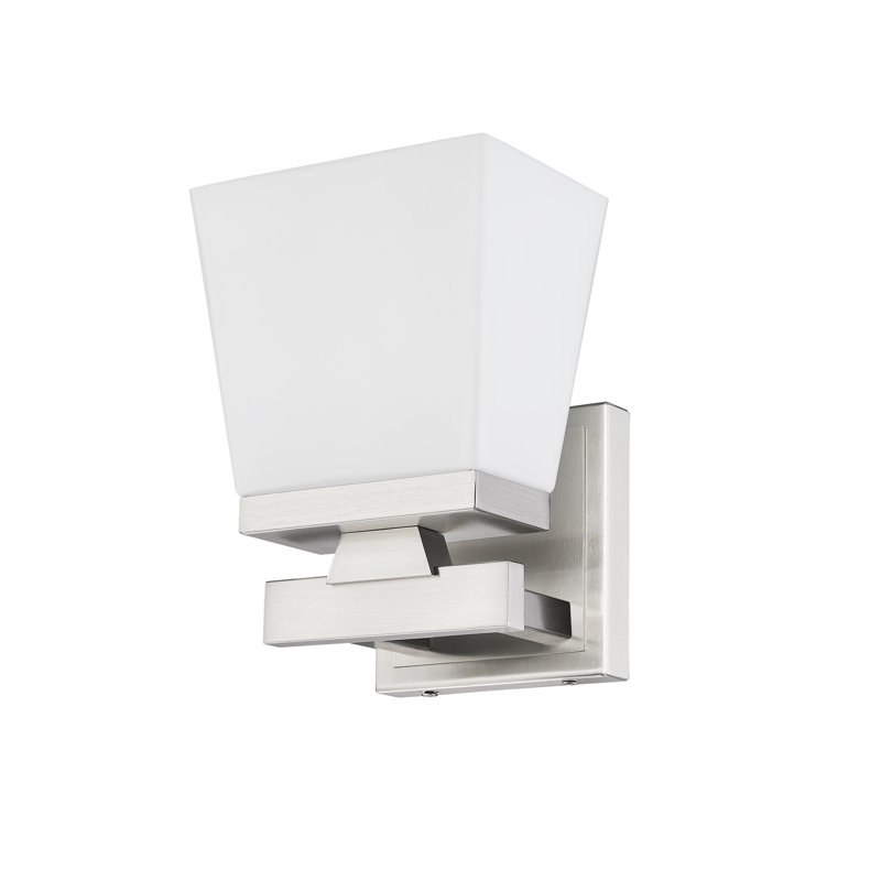 Lutrische Armed Sconce, Etched Opal, Brushed Nickel