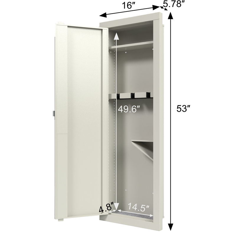 Wall-Mounted Quick-Access Rifle Safe With Removable Shelf & Digital Keypad