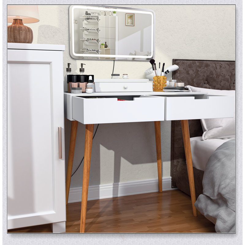 Makeup Vanity Desk With Removable Mirror And Lights, 3 Color Modes & Adjustable Brightness For Flawless Beauty