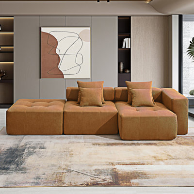 Canapé modulaire en forme de L 105,5 po Boneless, ensemble de canapé de plancher minimaliste, canapé convertible en mousse compressée avec nuage pour le salon, combinaison gratuite de 3 pièces, aucun assemblage requis