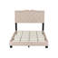 Structure de lit double rembourrée avec motif de rivets, lit plateforme moderne en velours avec tête de lit capitonnée, beige-1883005070-1883005056