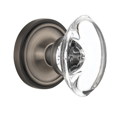 Classic Rosette with Oval Clear Crystal Door Knob