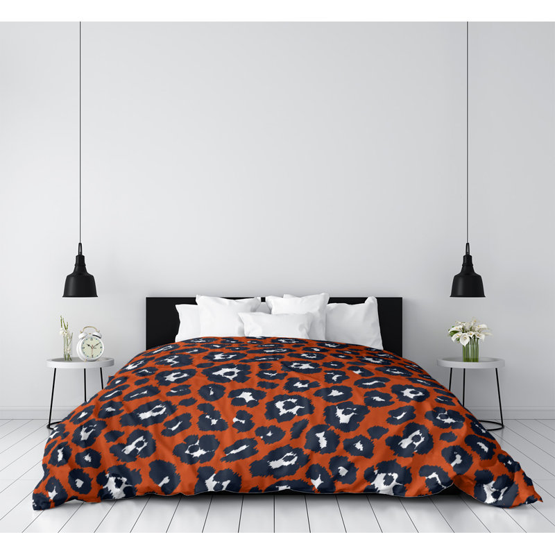 Polyester Animal Print Duvet Cover, Twin XL Duvet Cover, Brown/Black/White, Microfiber