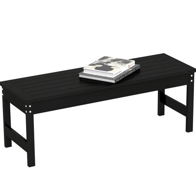 Outsunny 47" 2-Person Outdoor Bench, HDPE Garden Bench Seat, Backless Slatted Patio Bench, Rot And Fade Resistant For Yard, Porch, Park, Black