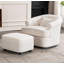 Fauteuil pivotant avec repose-pieds, fauteuil d'appoint pivotant de luxe moderne, fauteuil rond confortable, fauteuil simple avec siège pour chambre à coucher / bureau / espaces de lecture, ensemble de 1, blanc cassé