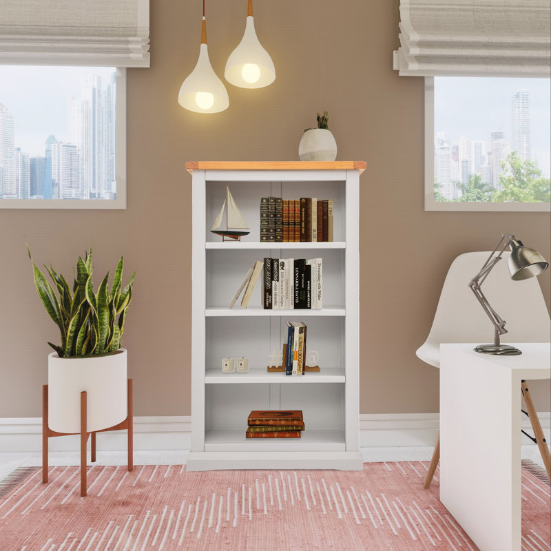 Gisela 120cm H Standard Bookcase, 120cm H x 70cm W x 25cm D, Light Grey