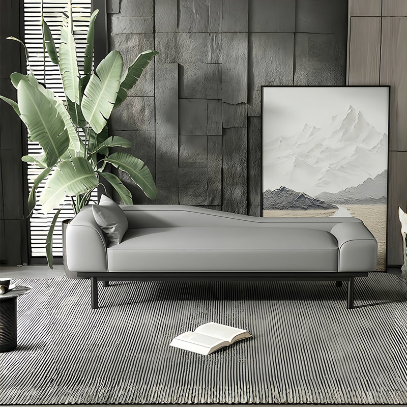 Leather Match Upholstered Bench, 21.65" H x 70.86" W x 21.65" D, Gray