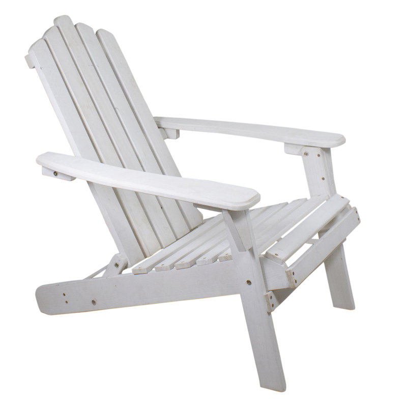 36" Classic Folding Wooden Adirondack Chair, White