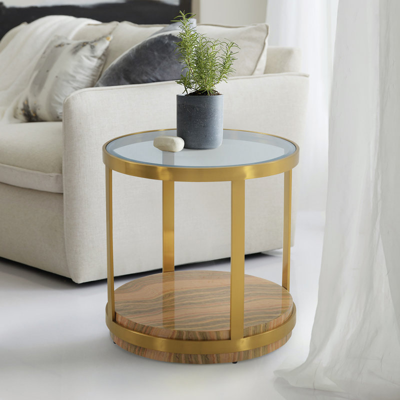 Gelston Glass Top End Table, Gold