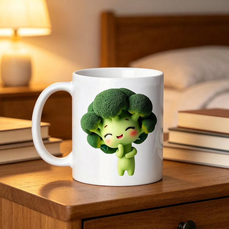1pc Novelty Broccoli Design Mug Coffee Cup Juice Cup Fun Gift.